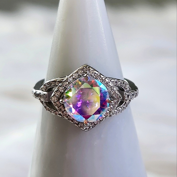 NWT Ryze Aurora Borealis Crystal .925 Sterling Silver Ring - Picture 4 of 8